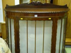 Bow fronted mahogany single door china cabinet.