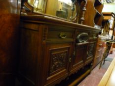 Excellent carved fronted Edwardian mirror backed sideboard