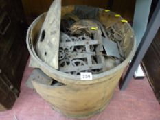 Old bucket with large quantity of old clock parts