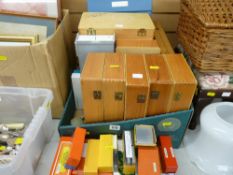 Quantity of projector slide storage cases and contents