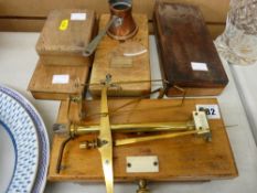 Selection of antique cased scales and medical equipment etc