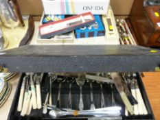 Neat canteen with cutlery contents and other cased and boxed cutlery