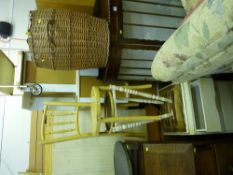 Parcel of white painted furniture including narrow chest, bentwood chair and an occasional table,