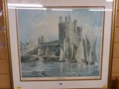 PATRICIA ANN BALLARD framed limited edition (13/900) print - Eagle Tower, Caernarfon Castle,