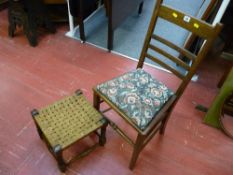 String topped stool, Lloyd loom armchair and a bedroom chair