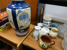 Good sized Staffs vase and quantity of miscellaneous pottery including blue and white large mug,