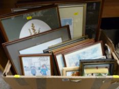 Box of mixed paintings and prints etc