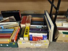 Three boxes of vintage books including some Welsh titles, a small quantity of folding maps and two