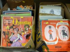 Two boxes of mixed vinyl records including 45rpm