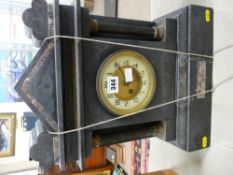 Victorian architectural style slate and marble mantel clock