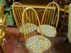 Set of three highbacked Ercol dining chairs