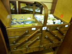 Excellent concertina sewing table/box with comprehensive contents