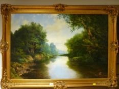 TONY SHEATH large oil on canvas - river scene
