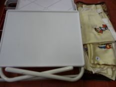 Parcel of embroidered cushion covers, a rug and a clothes airer etc