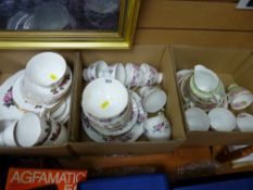 Parcel of Roslyn, Crown Essex and Clare (three patterns) of rose patterned teaware
