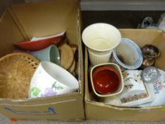 Two boxes of mixed china and pottery