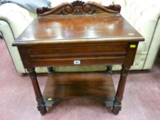 Reproduction mahogany single drawer side table and a twin flap mahogany effect gate leg table