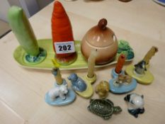 Small parcel of Whimsies and a 'vegetable' triple condiment set