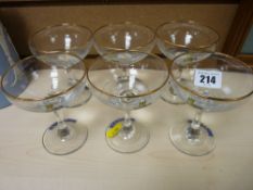 Set of six Babycham Champagne glasses