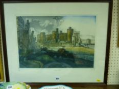 GORDON MILES limited edition (149/150) print - Conwy Castle, southern side, signed and dated 1987