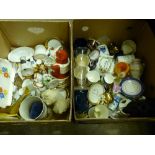 Two boxes of pottery ornaments and collectables