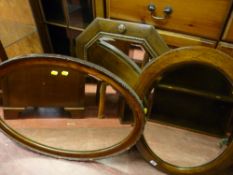 Two vintage oak framed wall mirrors and one other