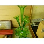 Four flute Victorian glass table epergne