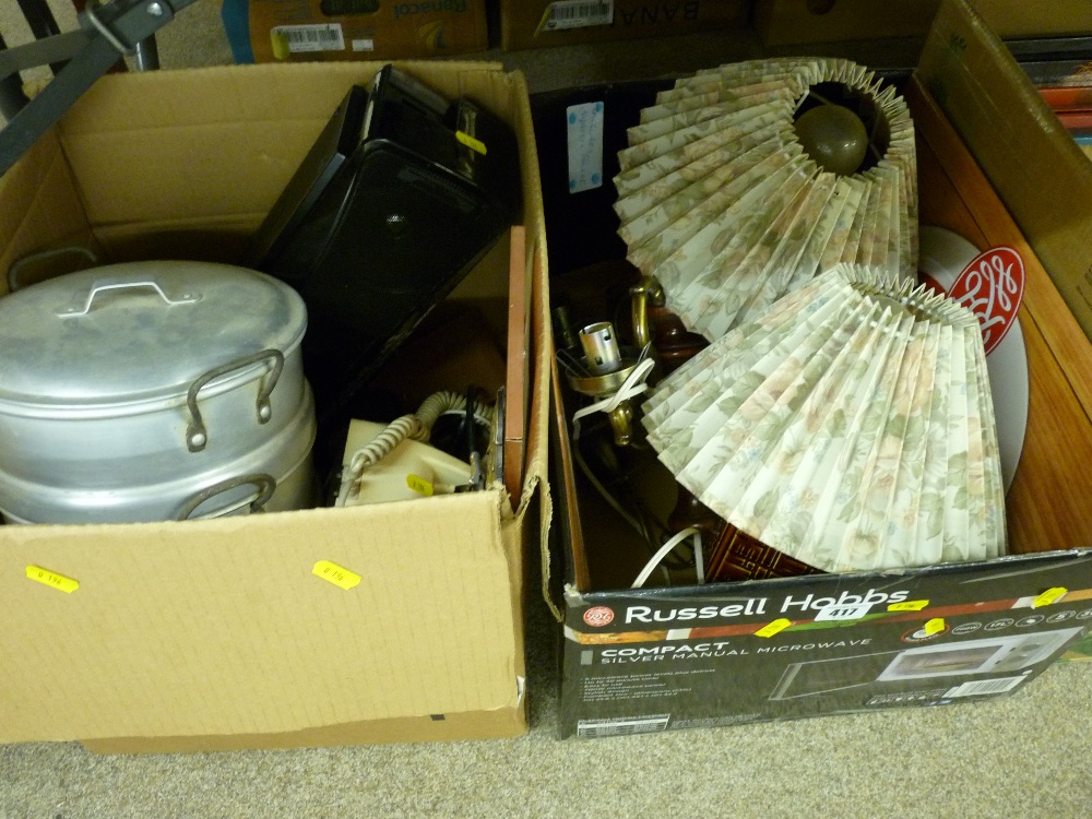 Two boxes of various household items