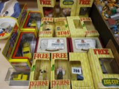 Parcel of boxed figurines and five boxed advertising diecast vehicles
