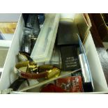 Mixed box of collectables - pocket lighters, pens etc