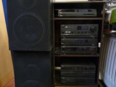 Excellent Aiwa stereo hifi system in a cabinet with two speakers E/T