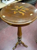 Italian inlaid circular topped torchére stand