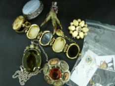 Small collection of antique and vintage jewellery including an amethyst and gold dress ring, a