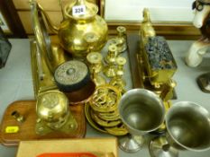 Selection of brass and other ornamental ware