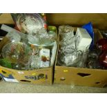 Two boxes of vintage glass tableware etc