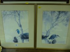 PHILLIP SNOW two limited edition prints - one of a heron and one of a kingfisher