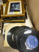 Parcel of framed prints in nice frames and quantity of 45rpm and 33rpm records