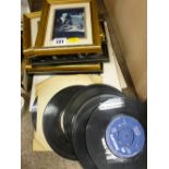 Parcel of framed prints in nice frames and quantity of 45rpm and 33rpm records