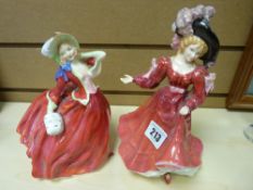 Two Royal Doulton china figurines 'Autumn Breezes' HN1934 and 'Patricia' HN3365