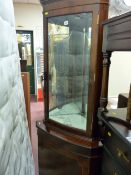 Excellent bow front glass topped corner cabinet and a mahogany effect entertainment cabinet