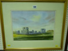 E A ROBERTS watercolour - Rhuddlan Castle