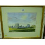 E A ROBERTS watercolour - Rhuddlan Castle