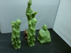 Four pseudo jade Oriental figurines