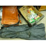 Modern item of luggage, leather bomber jacket, quantity of collectable boxed figurines etc