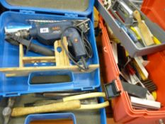AEG electric drill and a toolbox and contents etc E/T