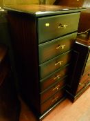 Slim reproduction mahogany chest of six drawers