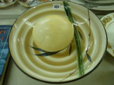 Japanese ceramic fruit bowl and a blown ostrich egg