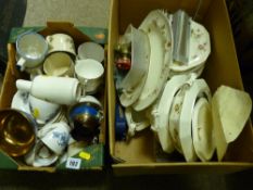 Mixed quantity of tea and dinnerware in two boxes