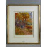 GWILYM PRICHARD pastel - two figures on a woodland path, signed and entitled verso 'Promanade en
