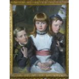 J D MERCIER gouache - portrait study of three children, circa 1885, the sitters being the children